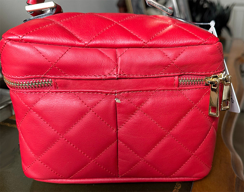 Red Quilted w/ Gold and leather entwined strap 1