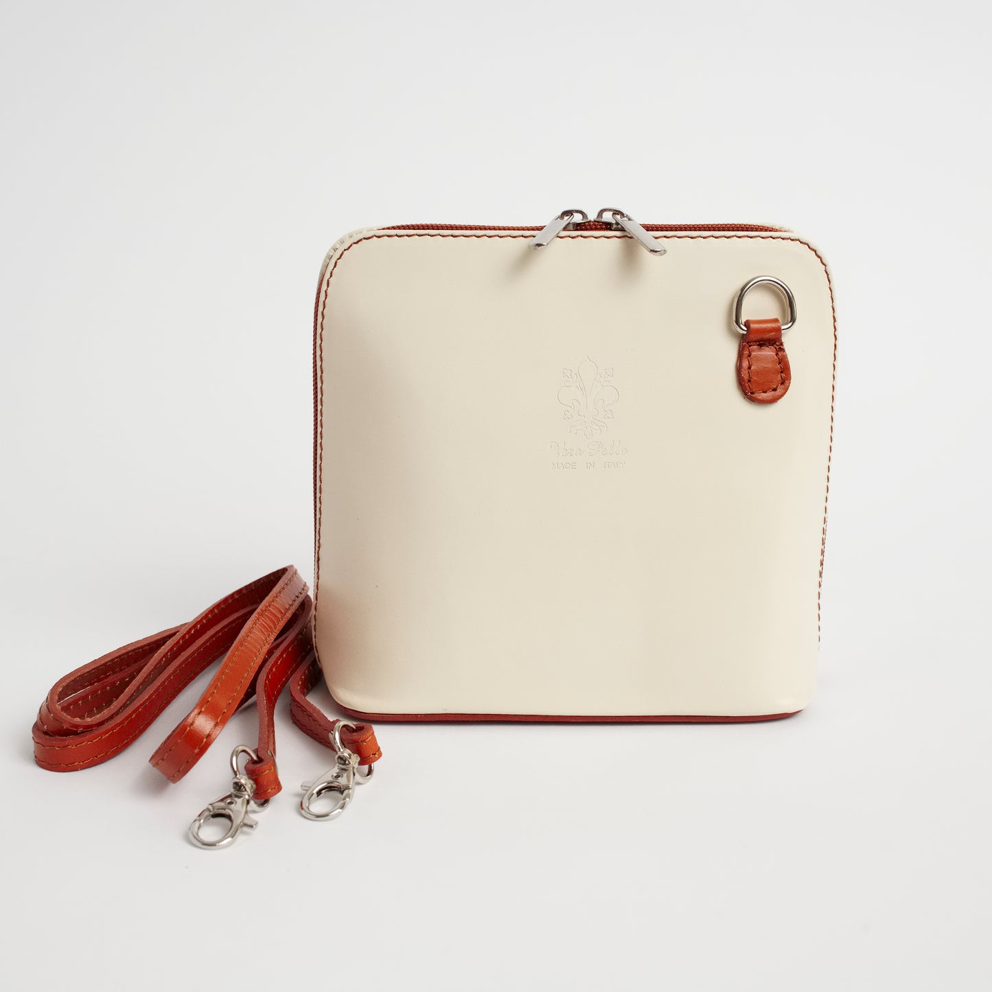 Artimino Cream Tan Crossbody Bag Italian Leather Solo Perché