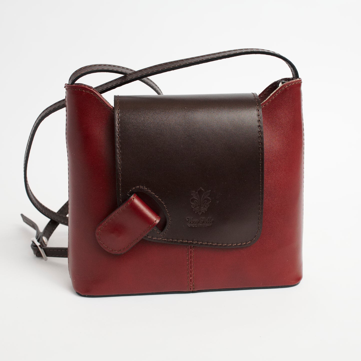 Cascino Brown Black Italian Leather Cross Body Bag Solo Perché Bags