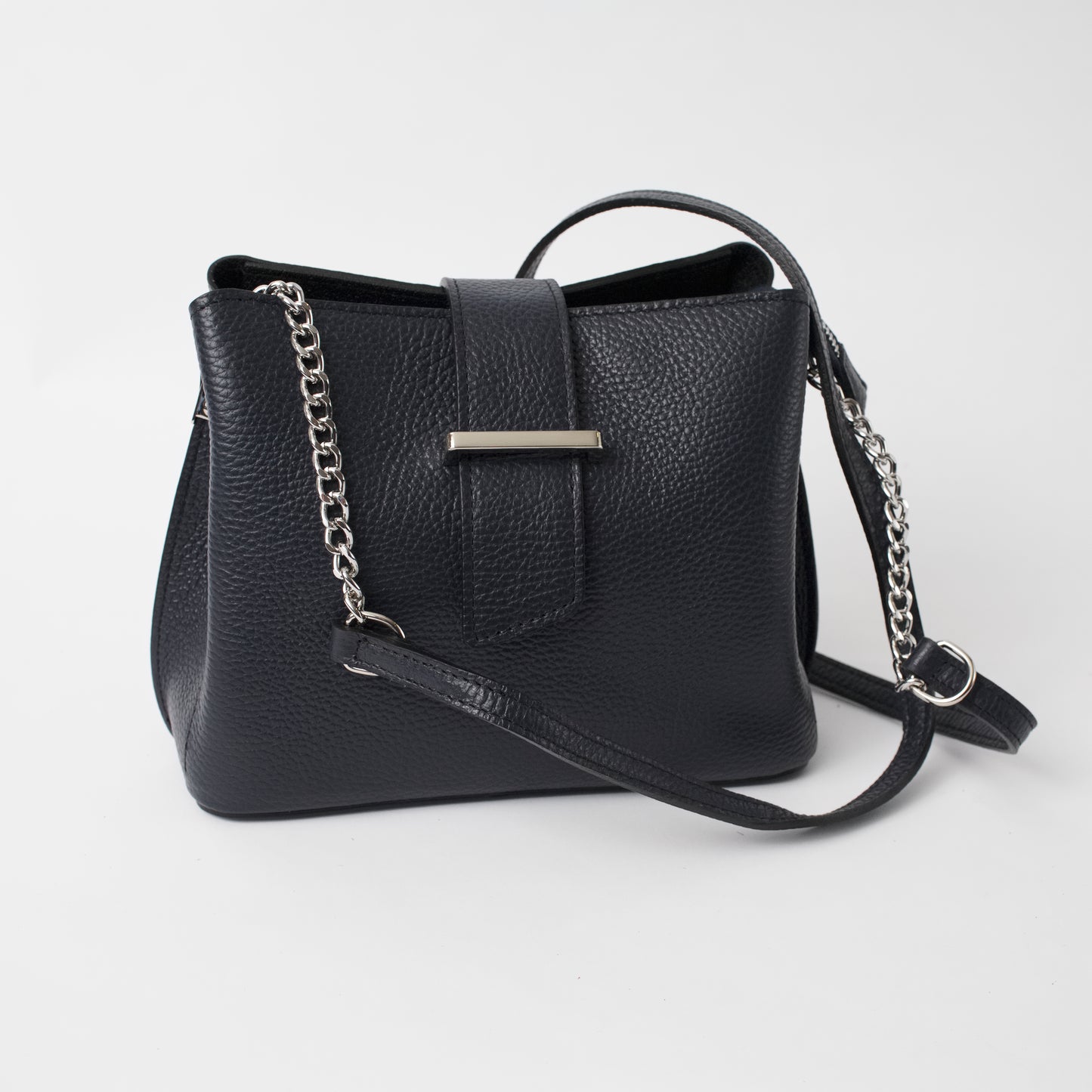 Ferrara Black Italian Leather Cross Body Bag Solo Perché Bags