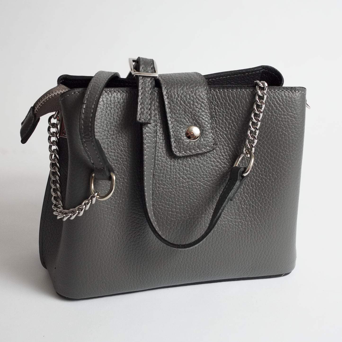 Ferrara Grey Italian Leather Cross Body Bag Solo Perché Bags