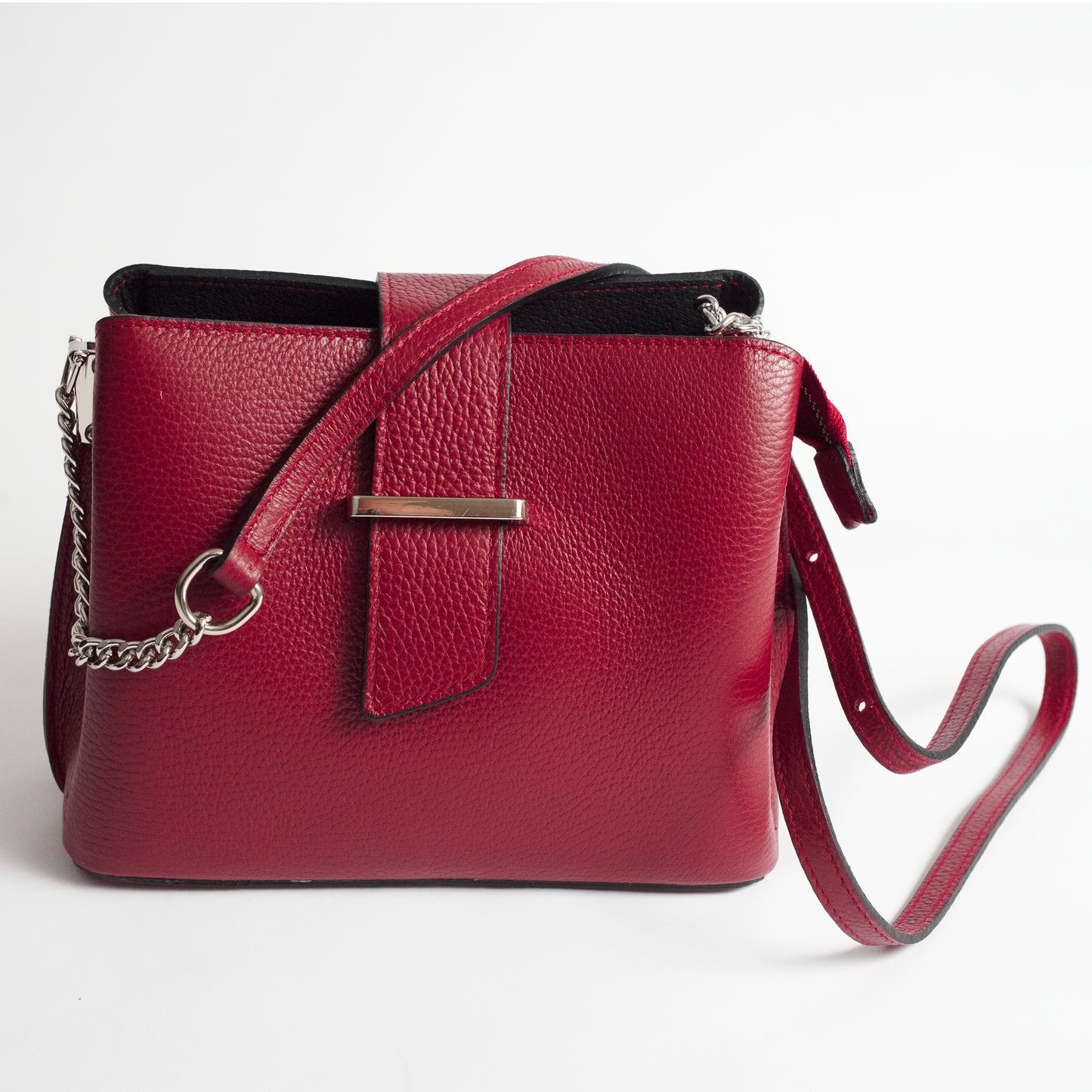 Ferrara Red Italian Leather Cross Body Bag Solo Perché Bags