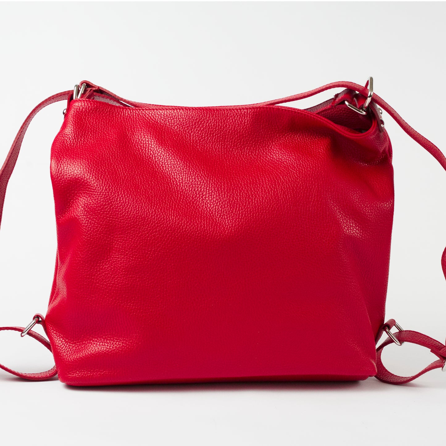 Ravenna Red Italian Leather Shoulder Backpack Solo Perché Bags.