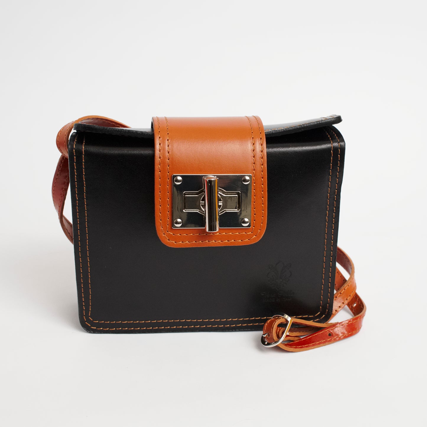 Siena Black Tan Italian Leather Cross Body Bag Solo Perché Bags
