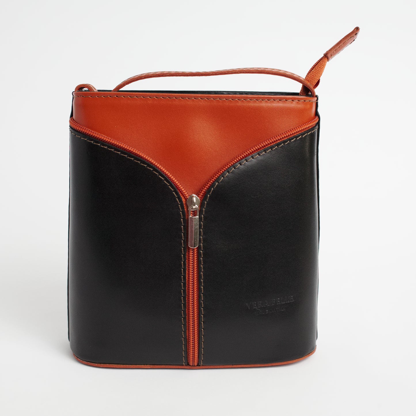 Uzzano Black Tan Italian Leather Cross Body Bag Solo Perché Bags