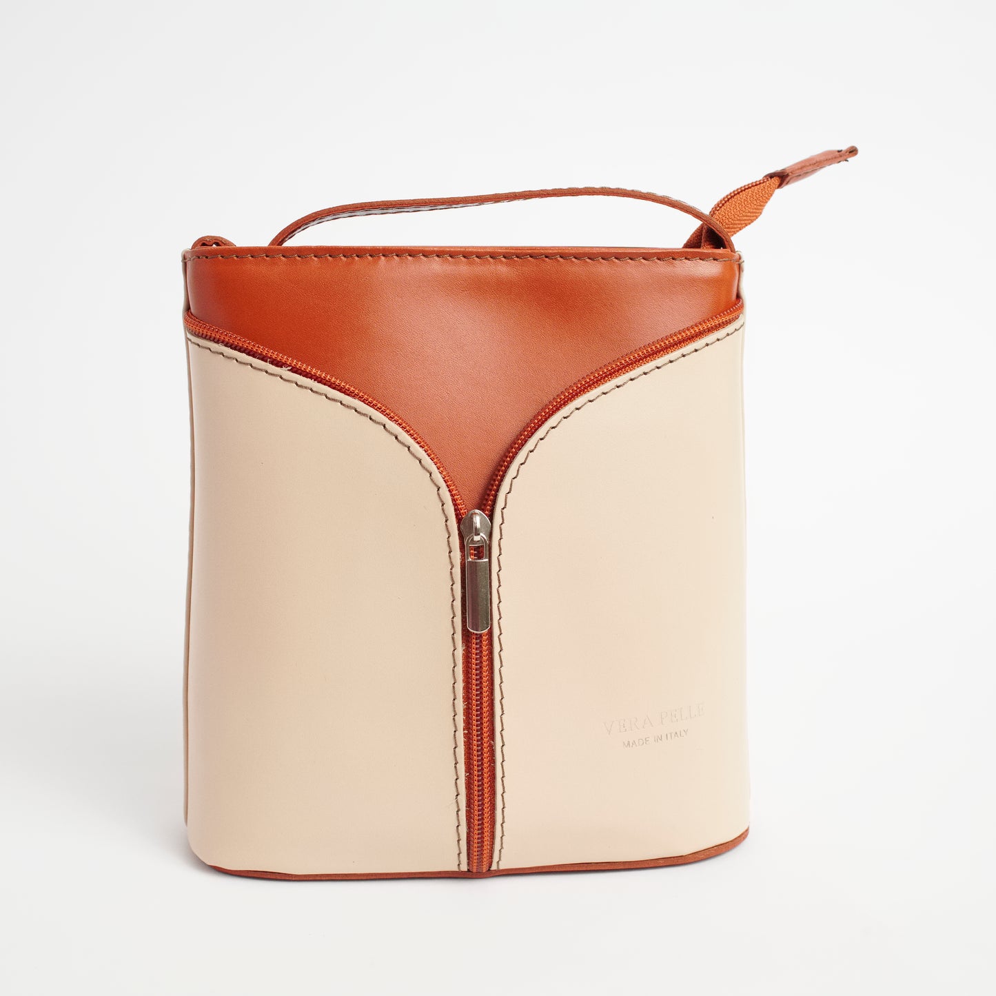 Uzzano Cream Tan Italian Leather Cross Body Bag Solo Perché Bags