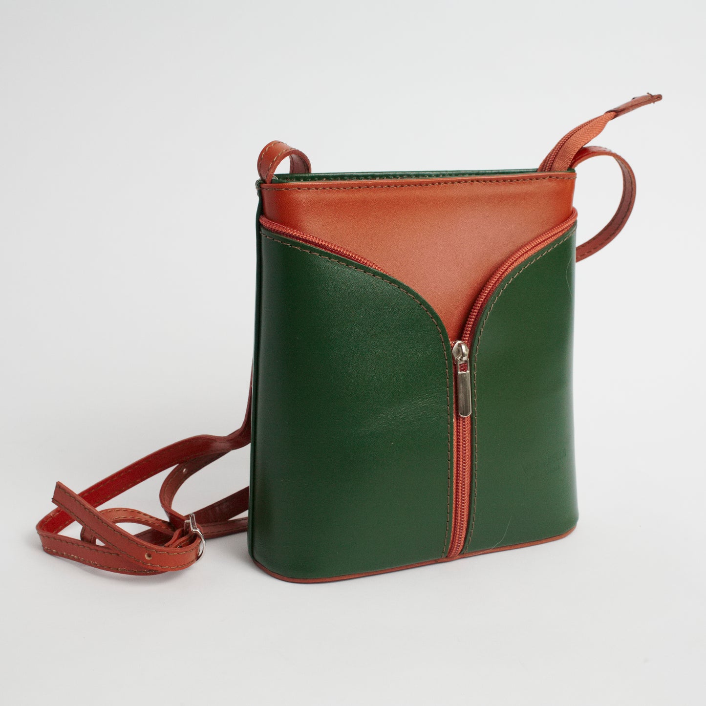 Uzzano Green Tan Italian Leather Cross Body Bag Solo Perché Bags