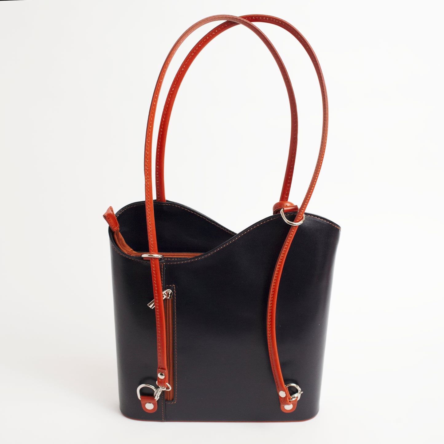 Varese Black Tan Italian Leather Shoulder Backpack Solo Perché Bags