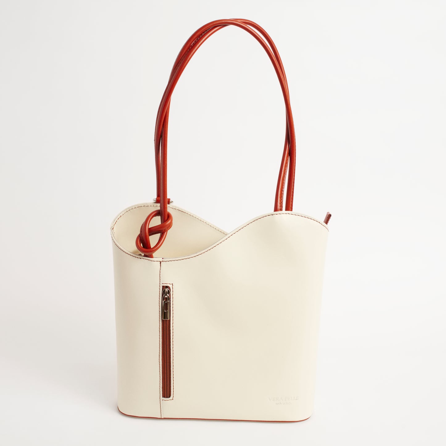 Varese Cream Tan Italian Leather Shoulder Backpack Solo Perché Bags