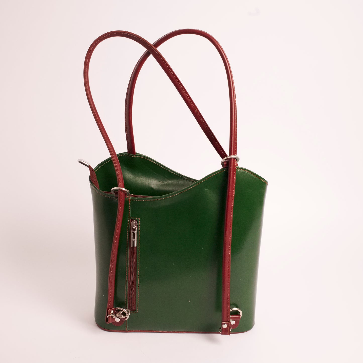Varese Green Tan Italian Leather Shoulder Backpack Solo Perché Bags