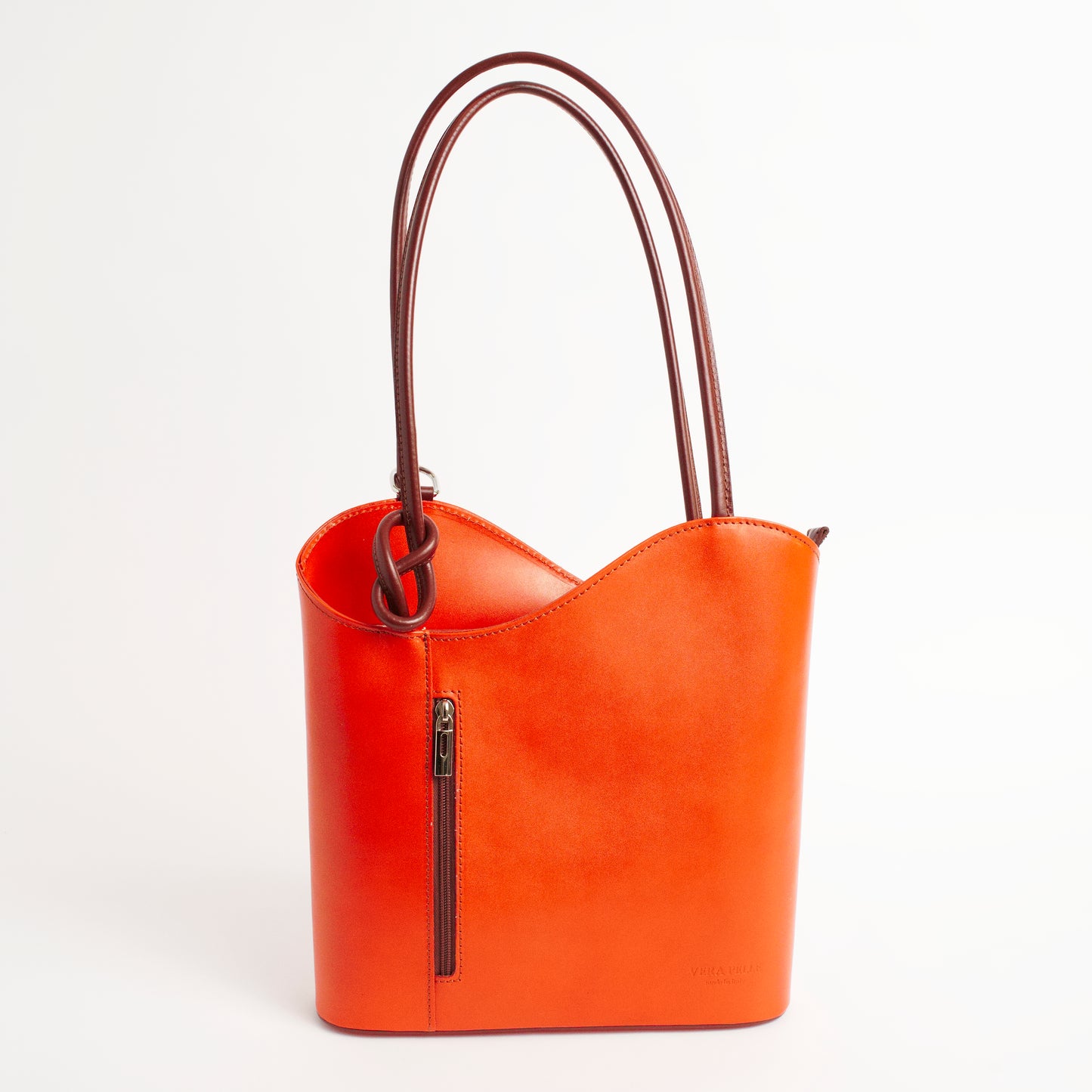 Varese Orange Brown Italian Leather Shoulder Backpack Solo Perché Bags