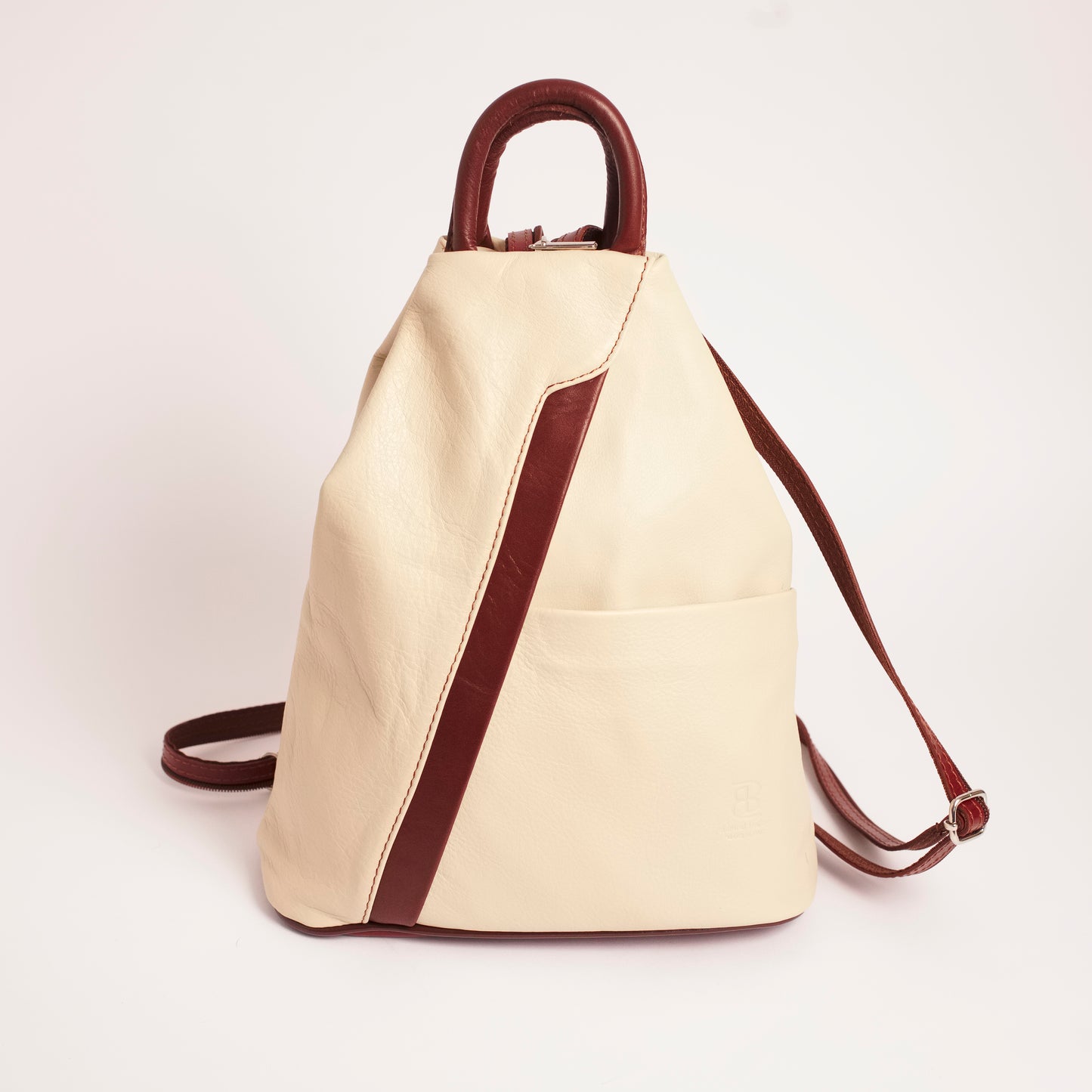 Vernazzo Cream Tan Italian Leather Shoulder Backpack Solo Perché Bags