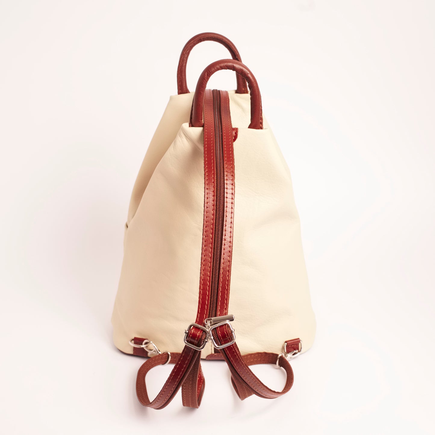 Vernazzo Cream Tan Italian Leather Shoulder Backpack Solo Perché Bags