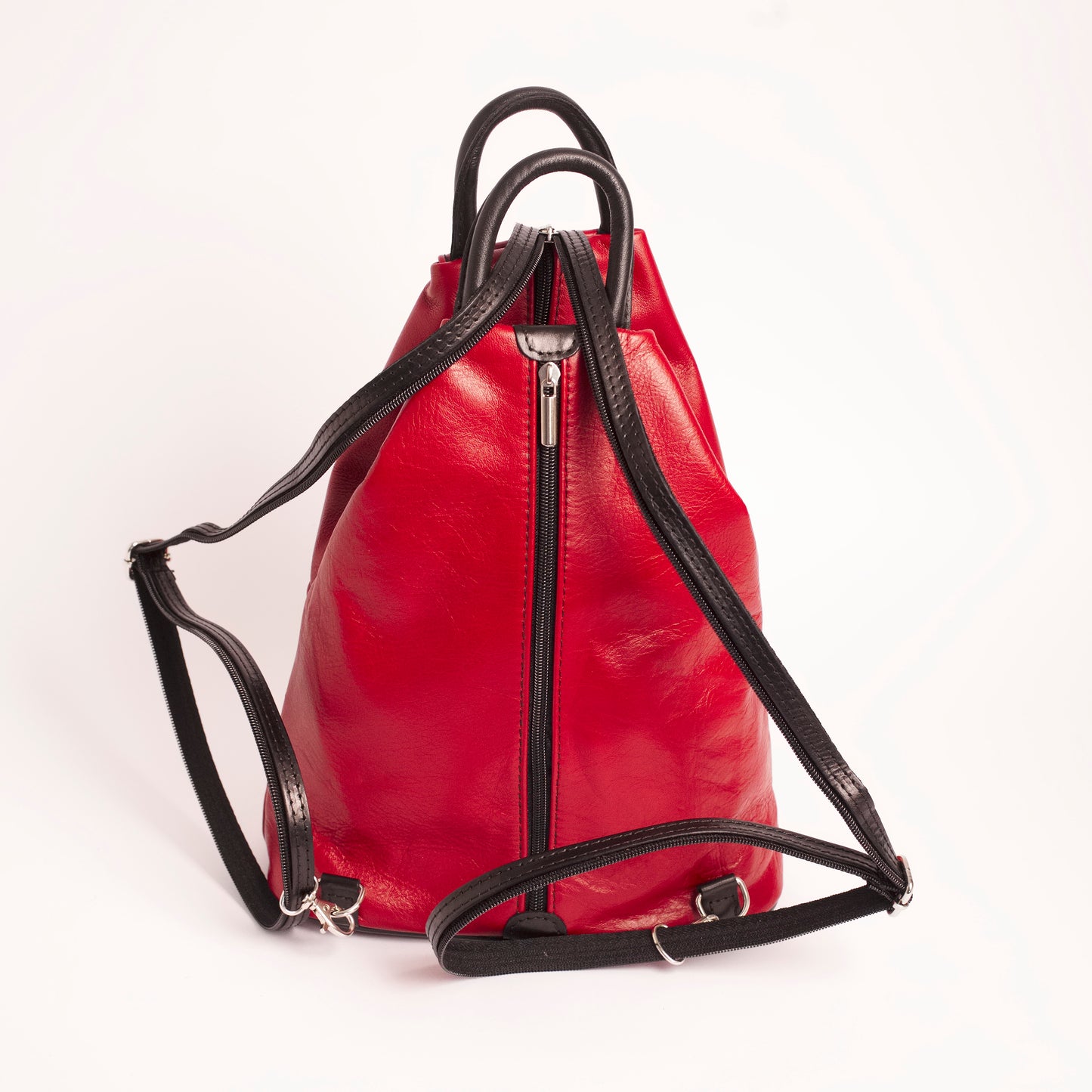 Vernazzo Red Brown Italian Leather Shoulder Backpack Solo Perché Bags