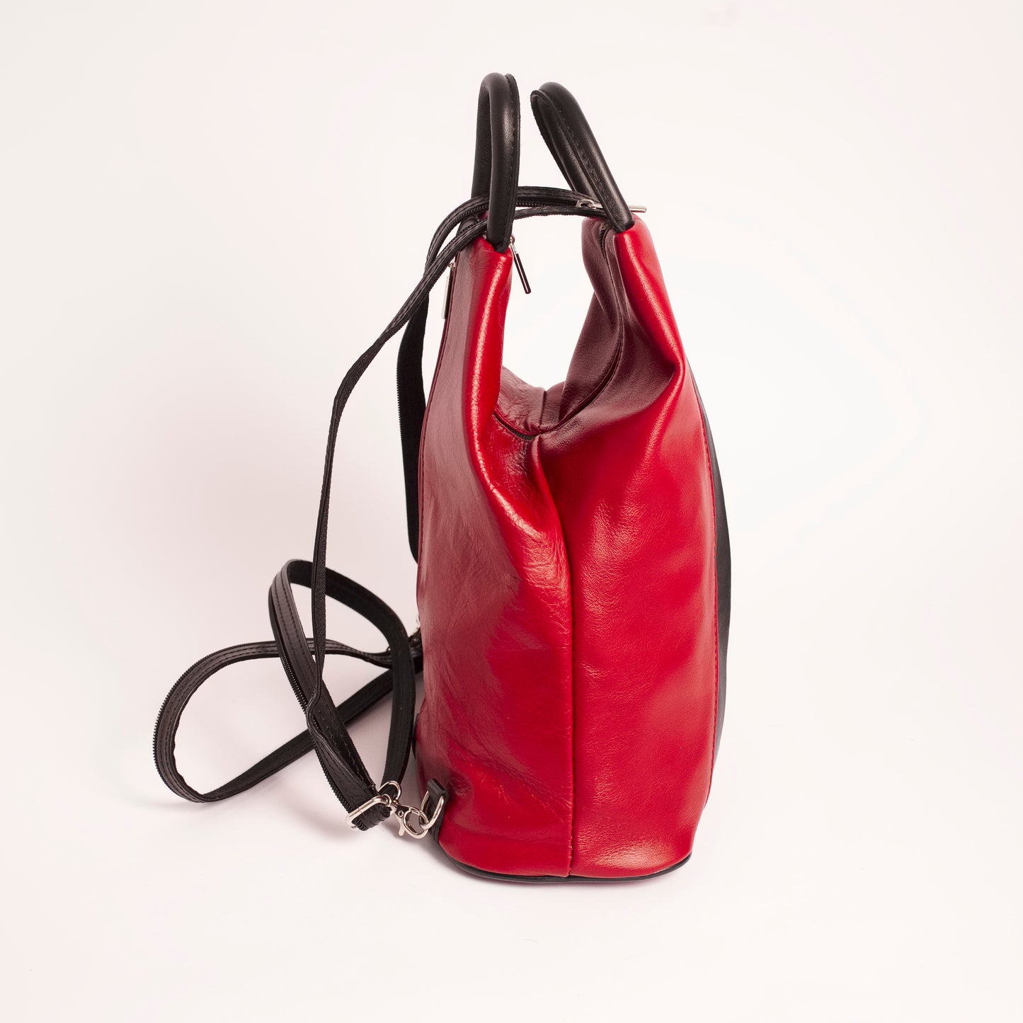 Vernazzo Red Brown Italian Leather Shoulder Backpack Solo Perché Bags