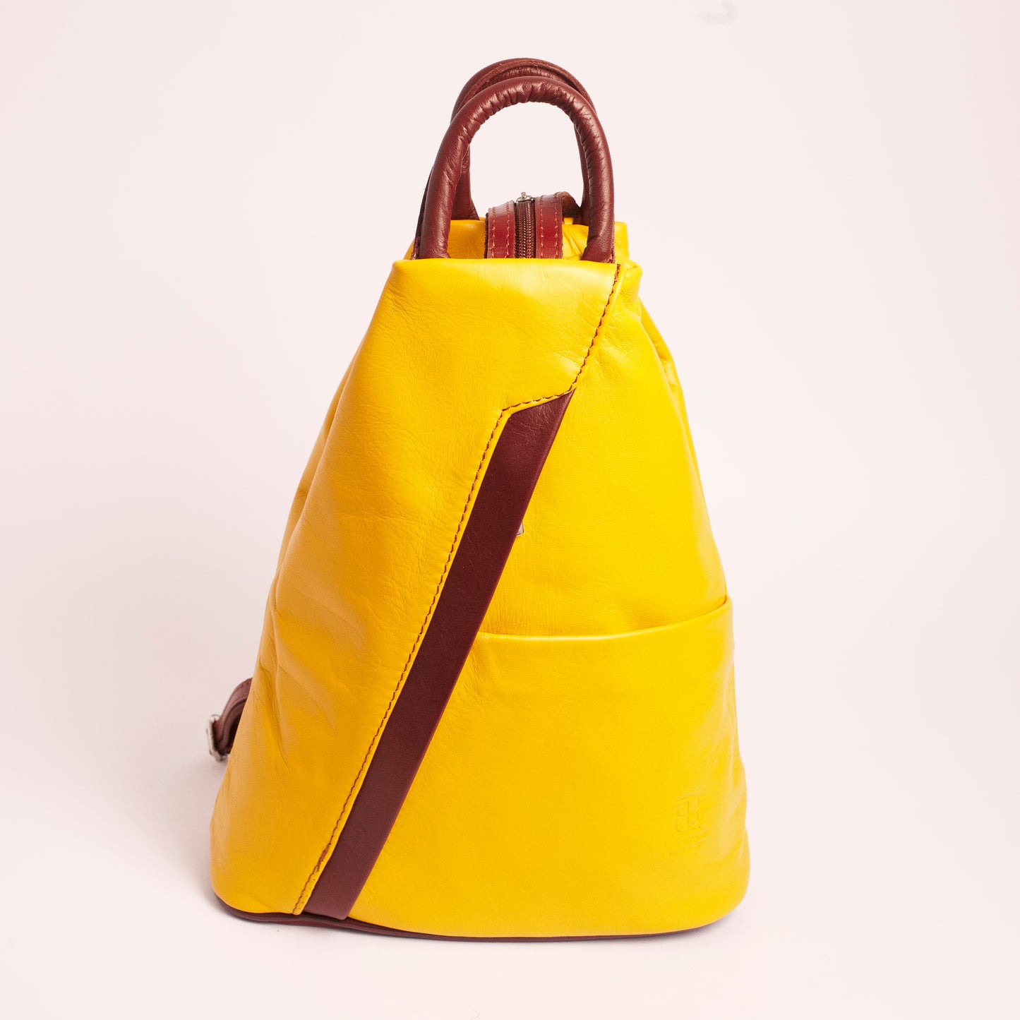 Vernazzo Yellow Brown Italian Leather Shoulder Backpack Solo Perché Bags
