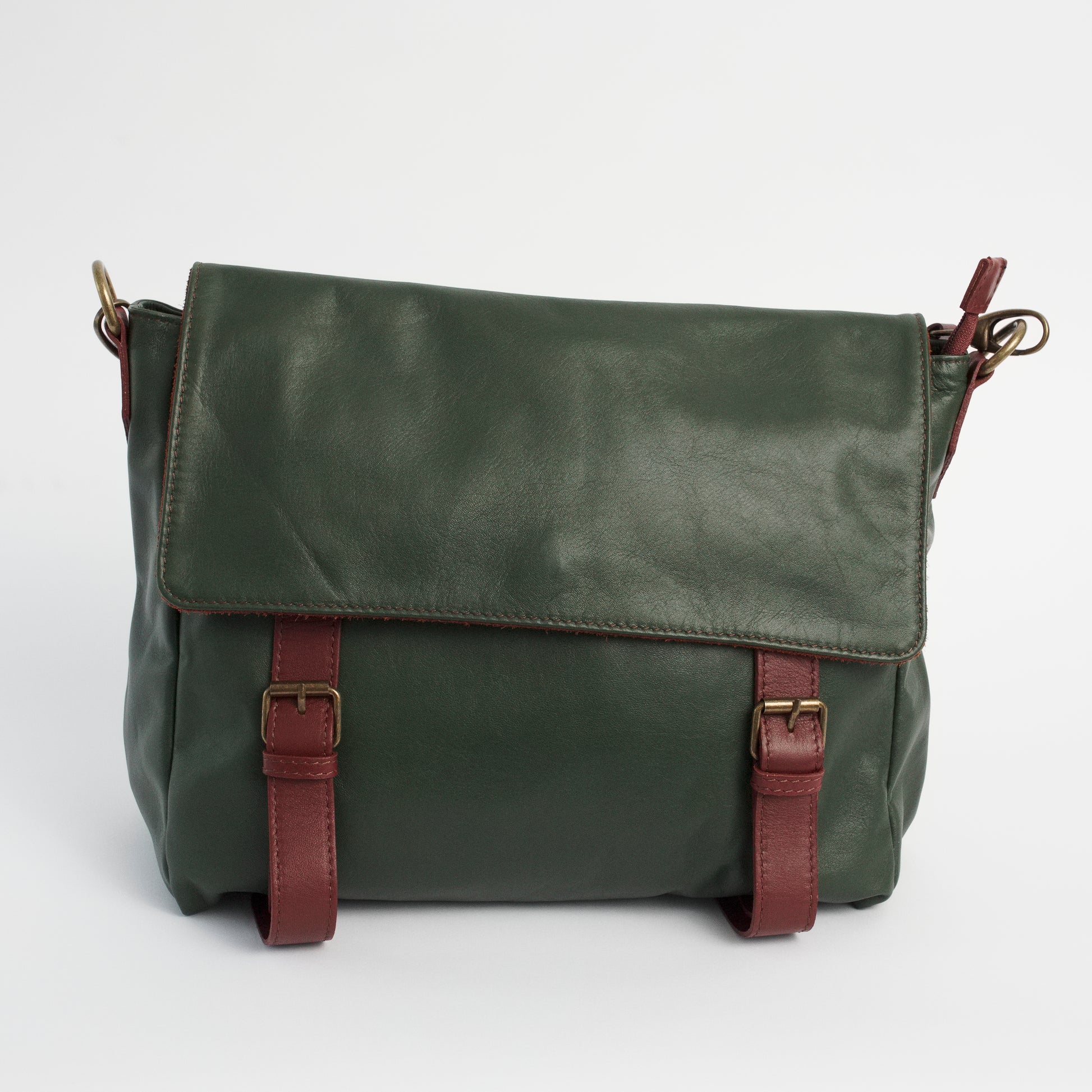 Cannara Dark Green Italian Leather Shoulder Tote Solo Perché Bag