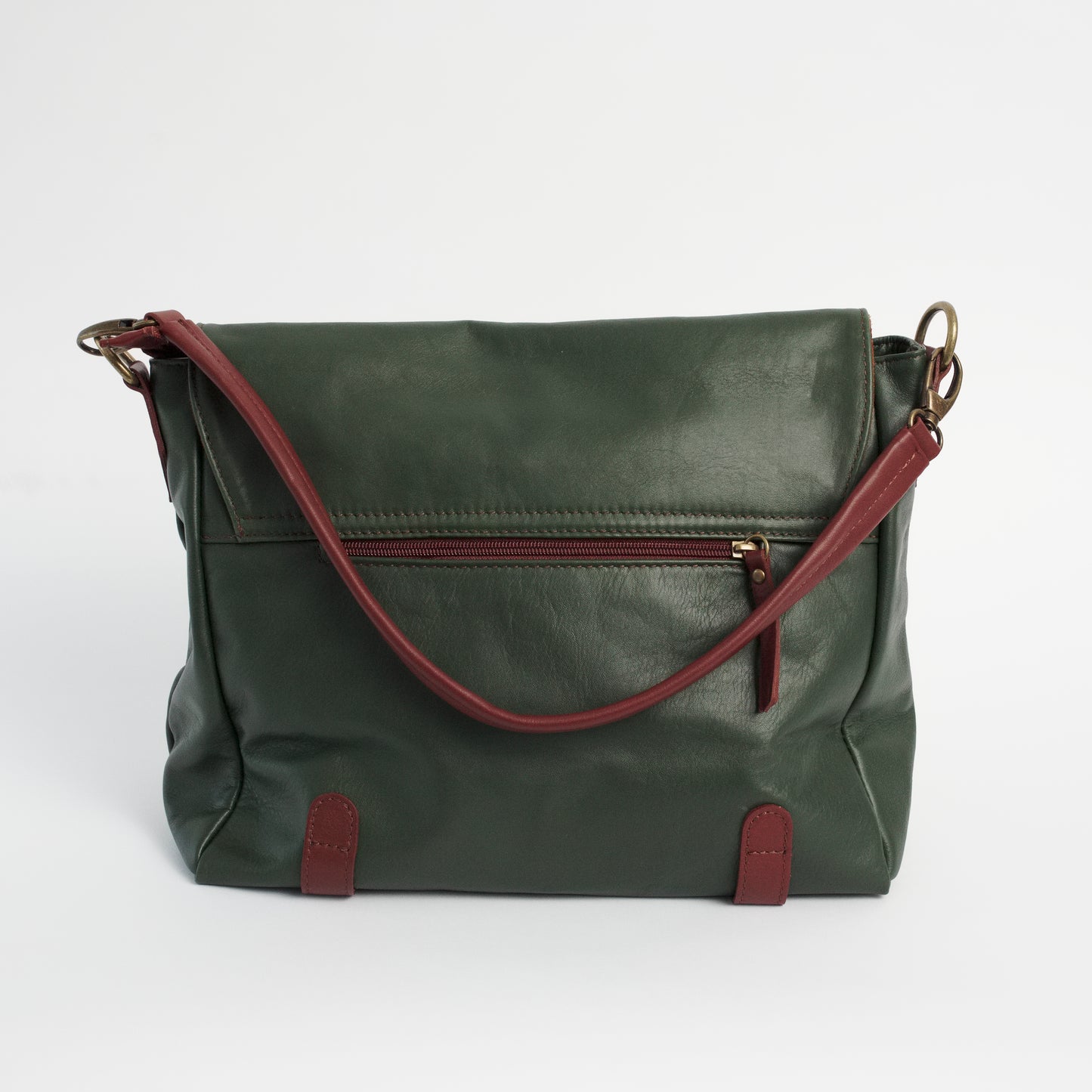 Cannara Dark Green Italian Leather Shoulder Tote Solo Perché Bag