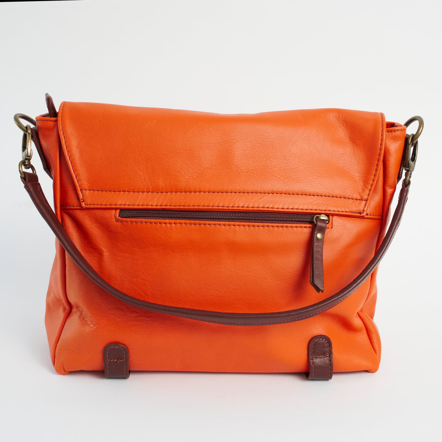 Cannara Orange Italian Leather Shoulder Tote Solo Perché Bag