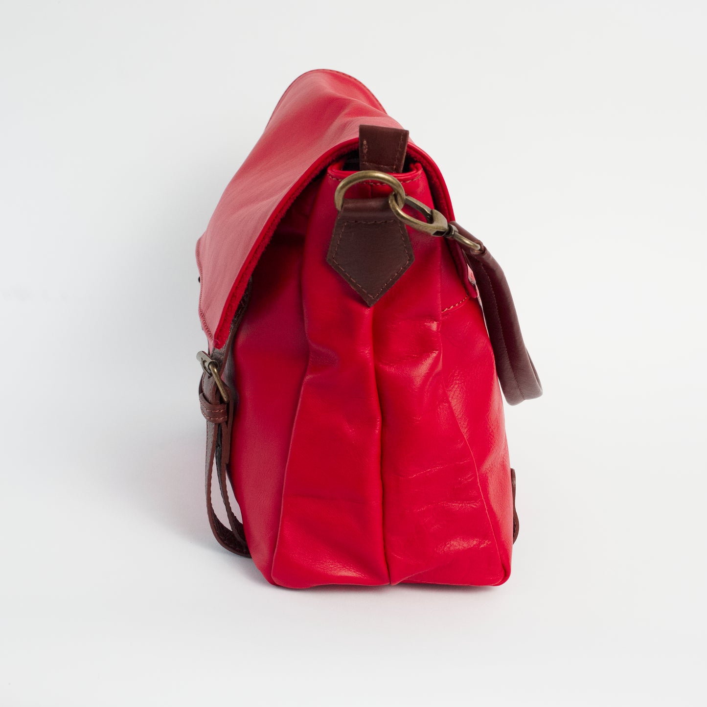 Cannara Red Italian Leather Shoulder Tote Solo Perché Bag