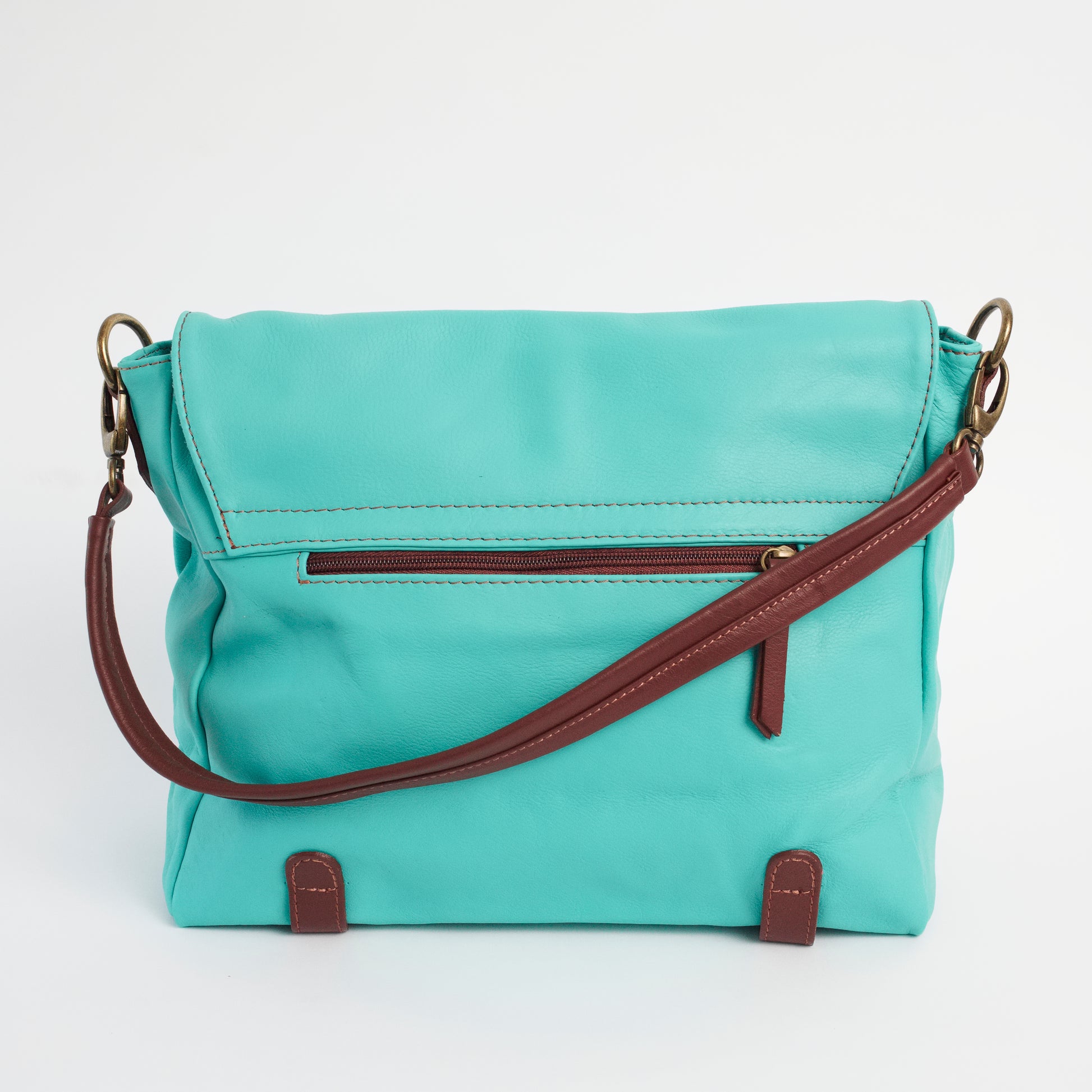 Cannara Teal Italian Leather Shoulder Tote Solo Perché Bag