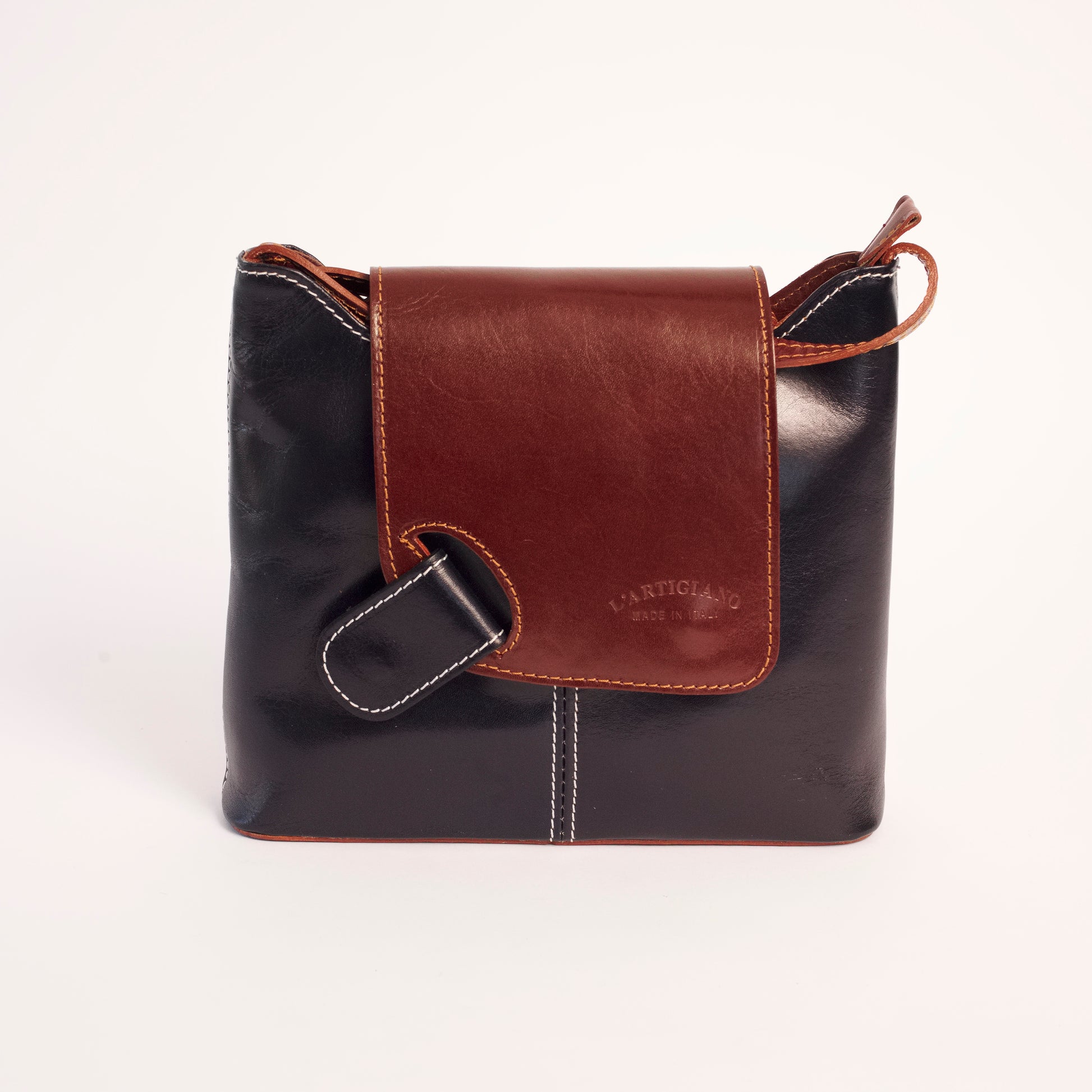 Cascino Black Brown Italian Leather Cross Body Bag Solo Perché Bags