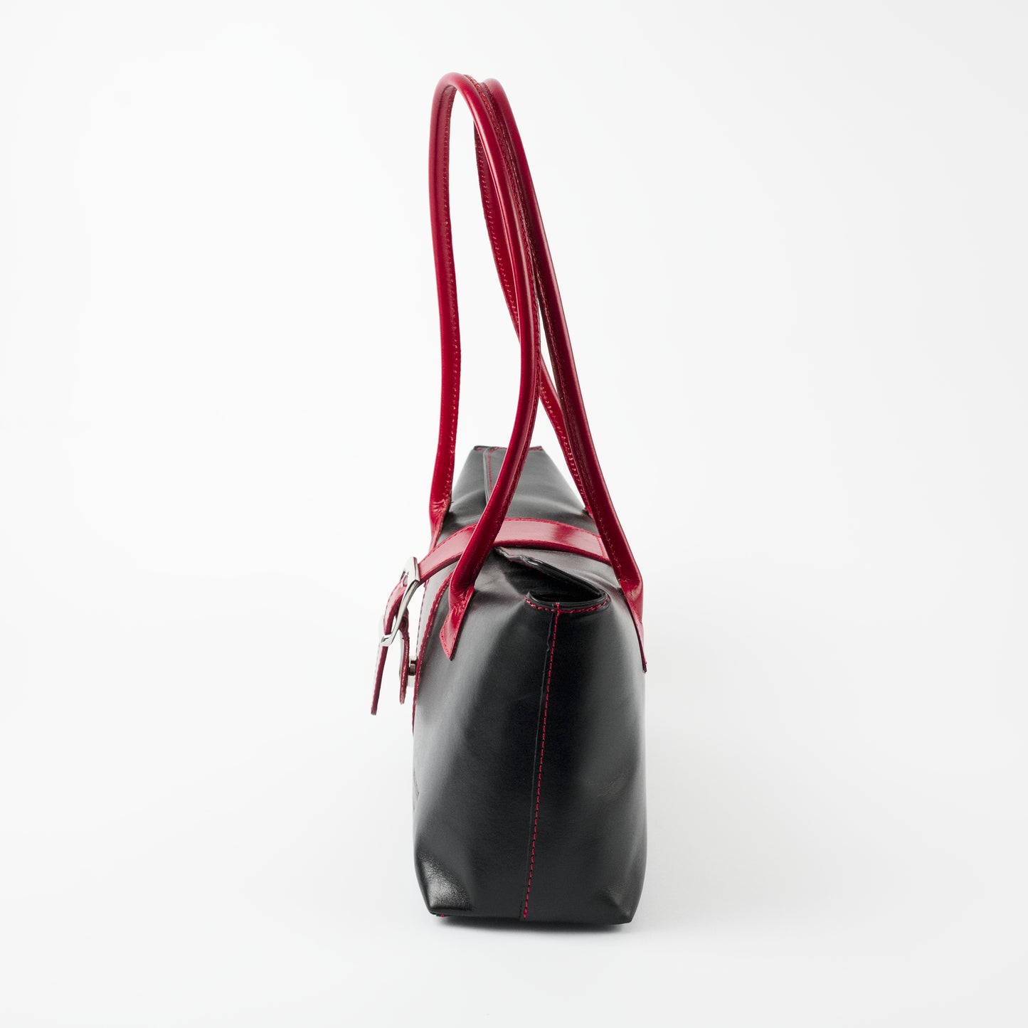 Rimini Black Red Italian Leather Shoulder Tote Solo Perché Bags