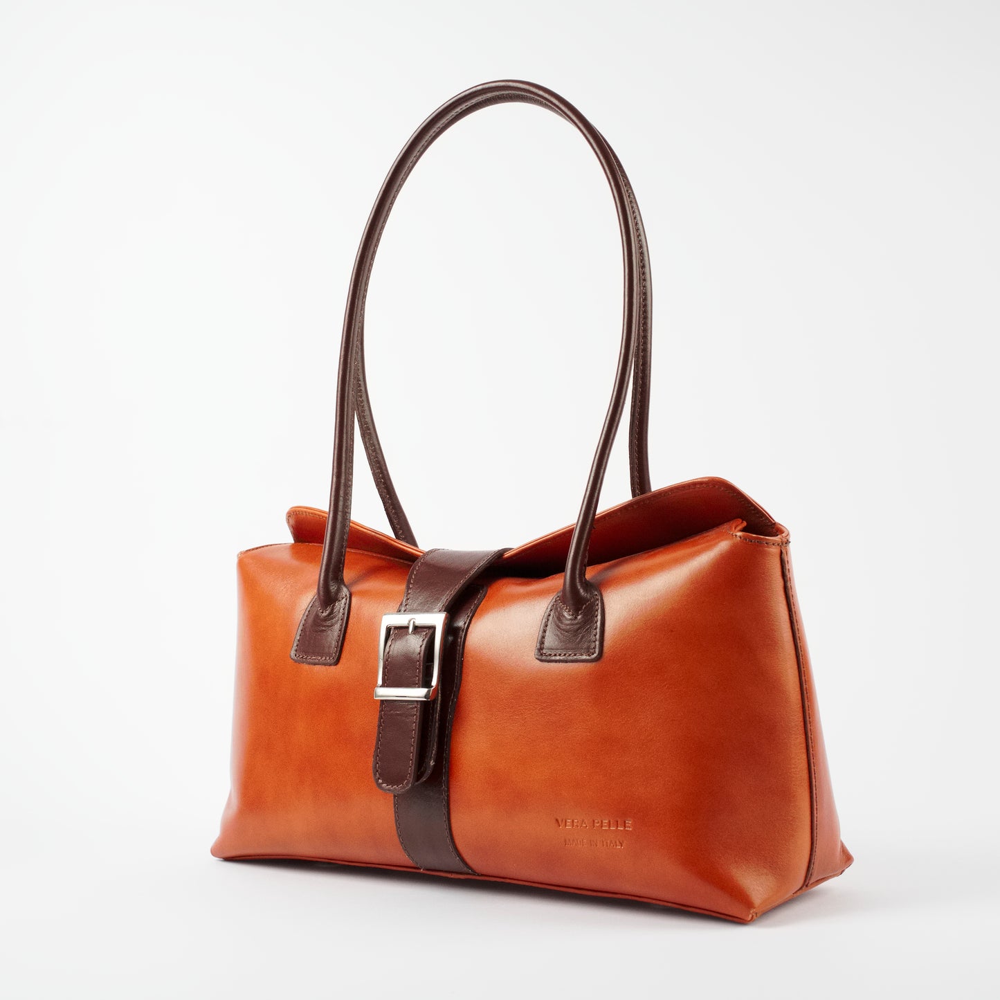 Rimini Tan Brown Italian Leather Shoulder Tote Solo Perché Bags